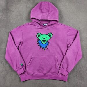Grateful Dead x Section 119 Hoodie Mens Large Purple Green Bear Embroidered